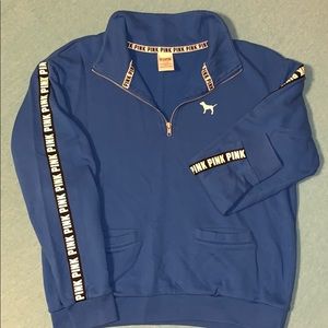 Blue PINK half zip pullover